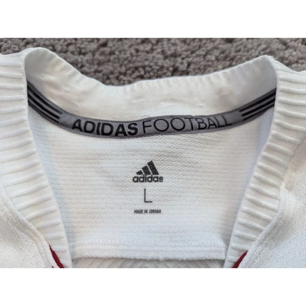 Adidas Football Jersey Mens‎ Small White CDN J Athletic Sports V-Neck